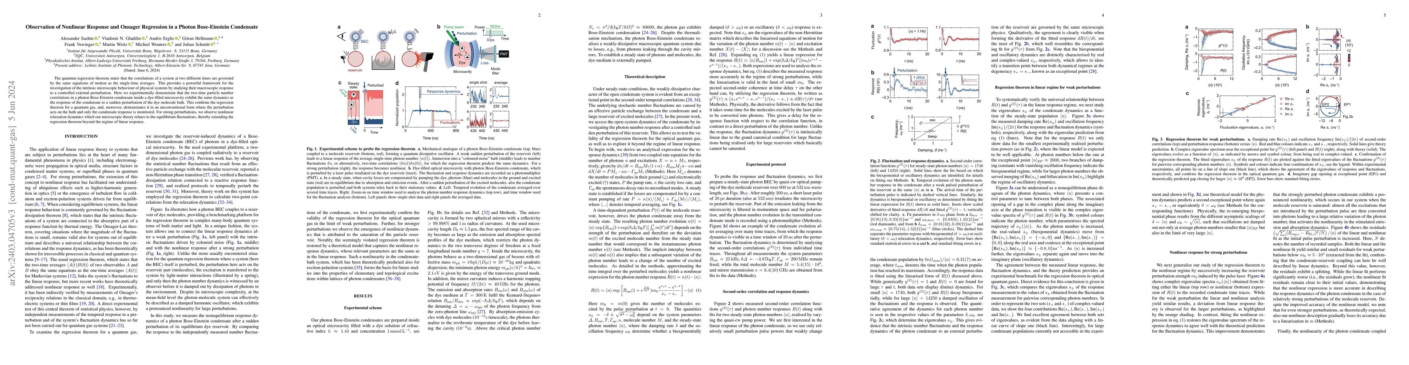 Thumbnail for Observation of Nonlinear Response and Onsager Regression in a Photon
  Bose-Einstein Condensate