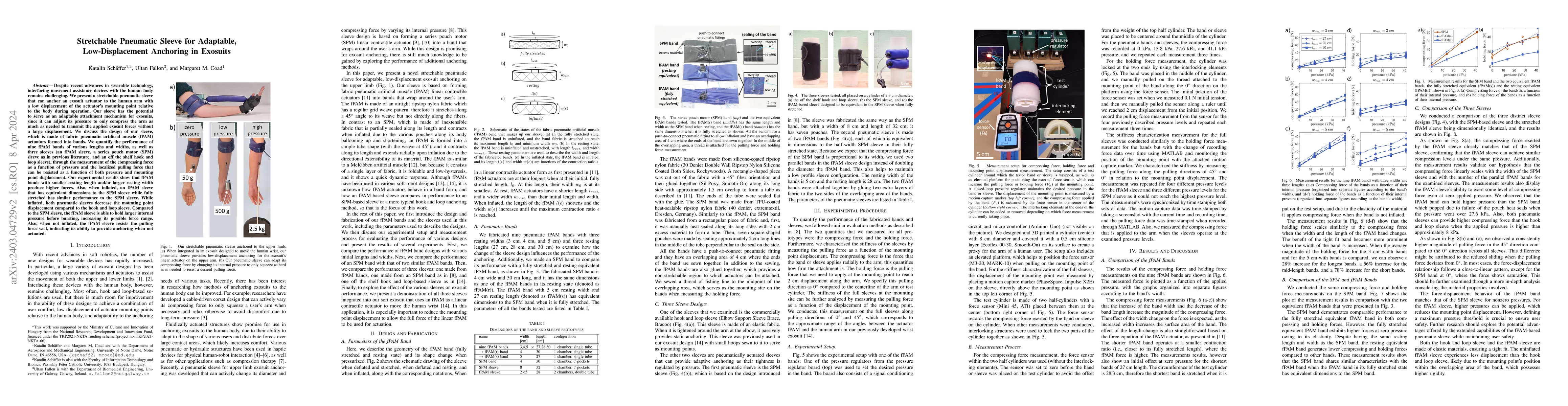 Thumbnail for Stretchable Pneumatic Sleeve for Adaptable, Low-Displacement Anchoring
  in Exosuits