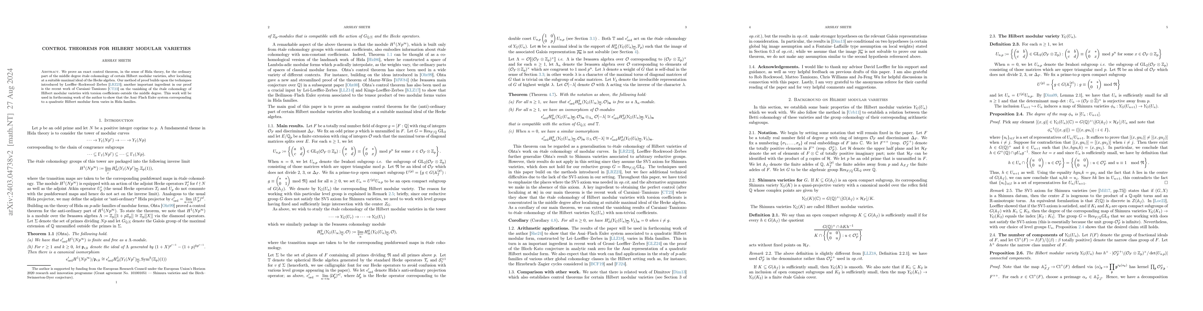 Thumbnail for Control Theorems for Hilbert Modular Varieties