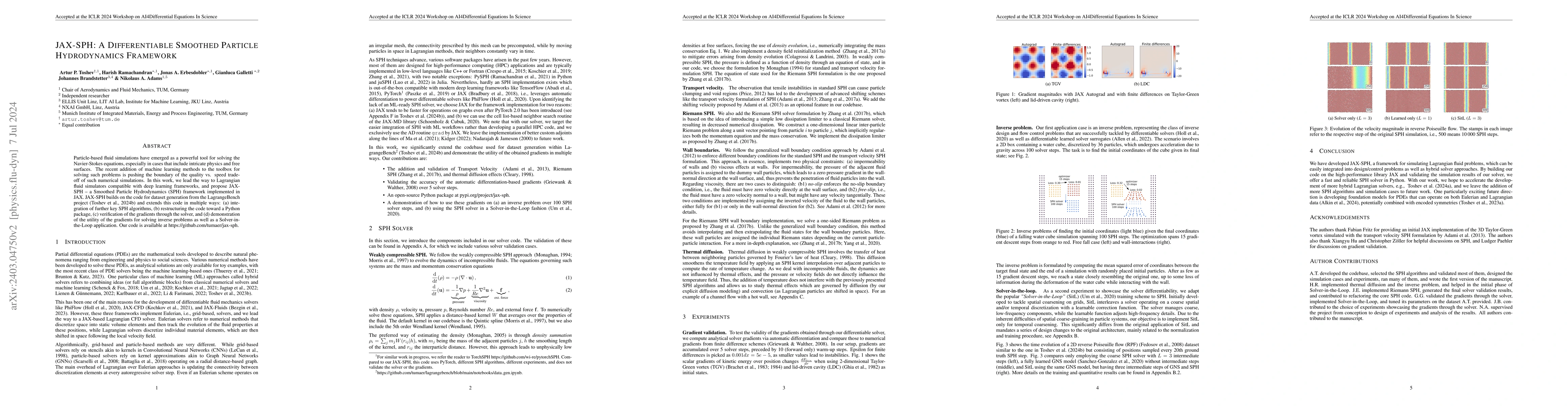 Thumbnail for JAX-SPH: A Differentiable Smoothed Particle Hydrodynamics Framework