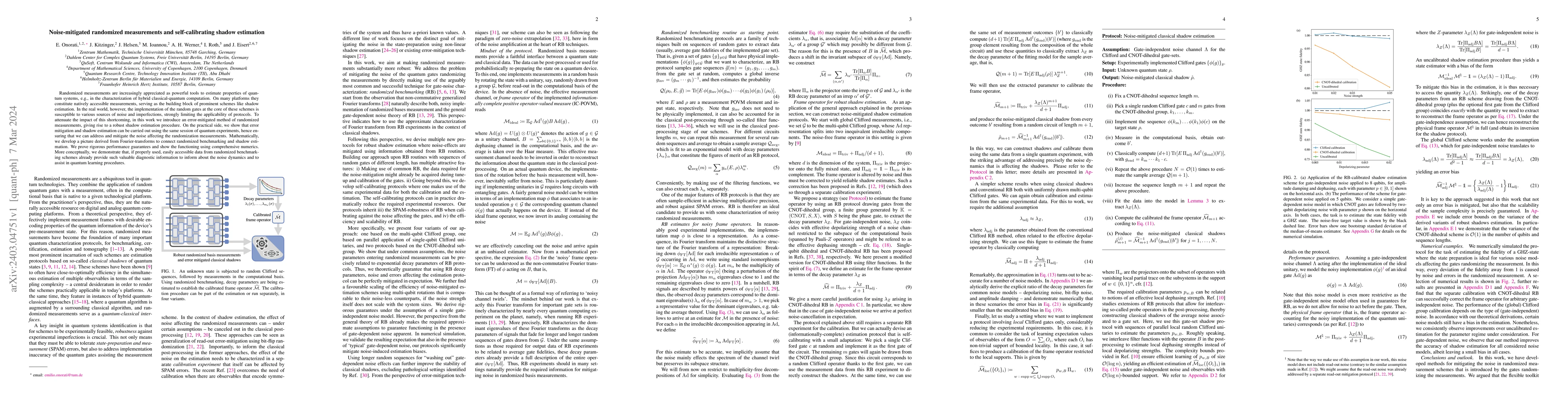Thumbnail for Noise-mitigated randomized measurements and self-calibrating shadow
  estimation