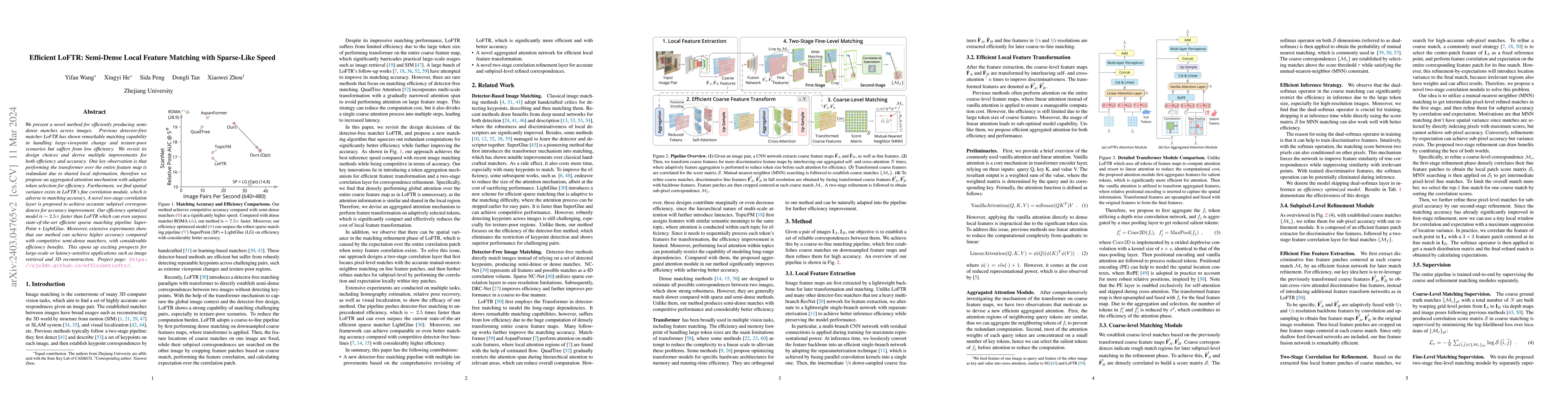 Thumbnail for Efficient LoFTR: Semi-Dense Local Feature Matching with Sparse-Like
  Speed