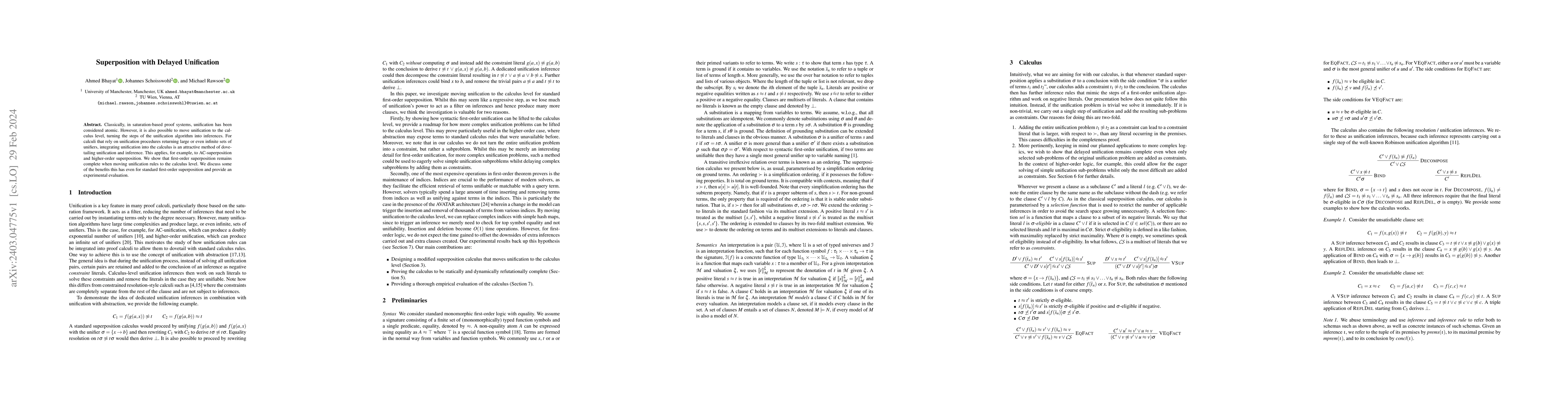 Thumbnail for Superposition with Delayed Unification