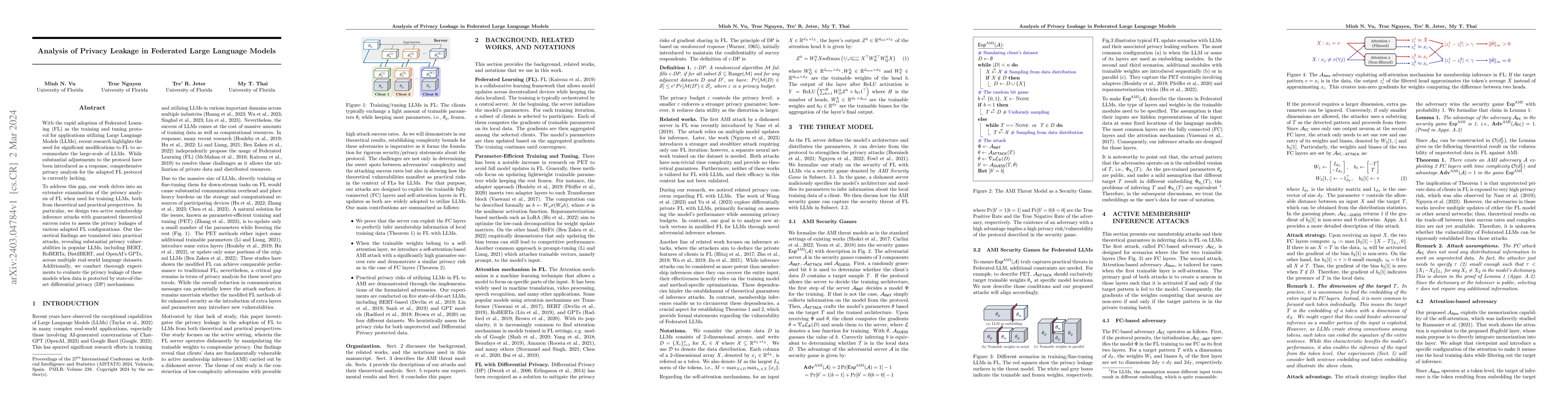 Thumbnail for Analysis of Privacy Leakage in Federated Large Language Models
