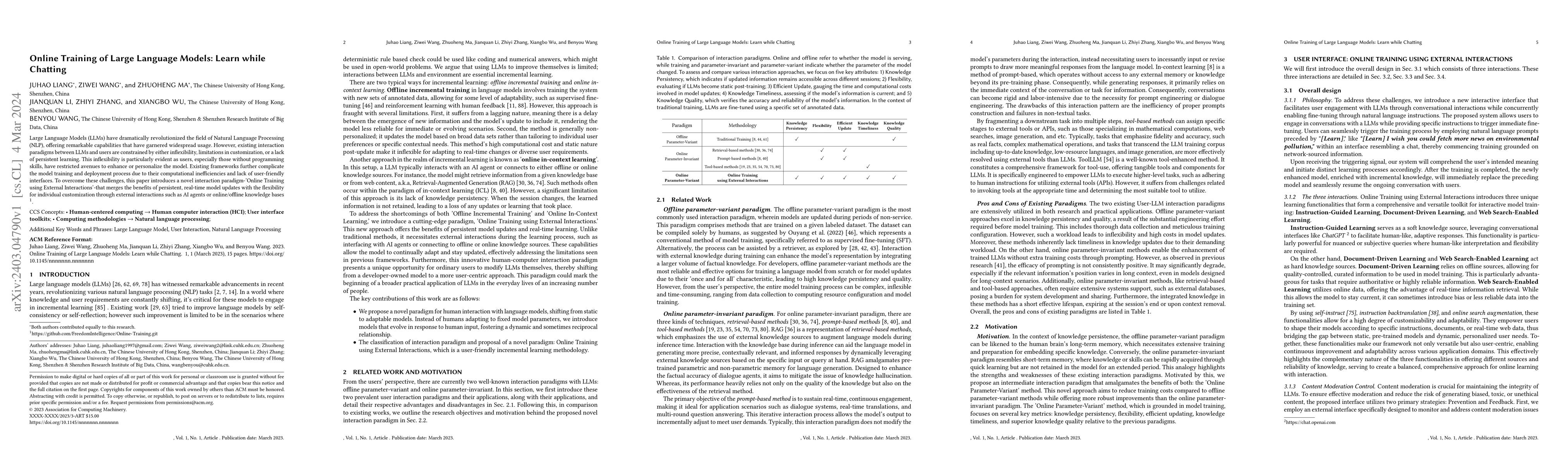 Thumbnail for Online Training of Large Language Models: Learn while chatting