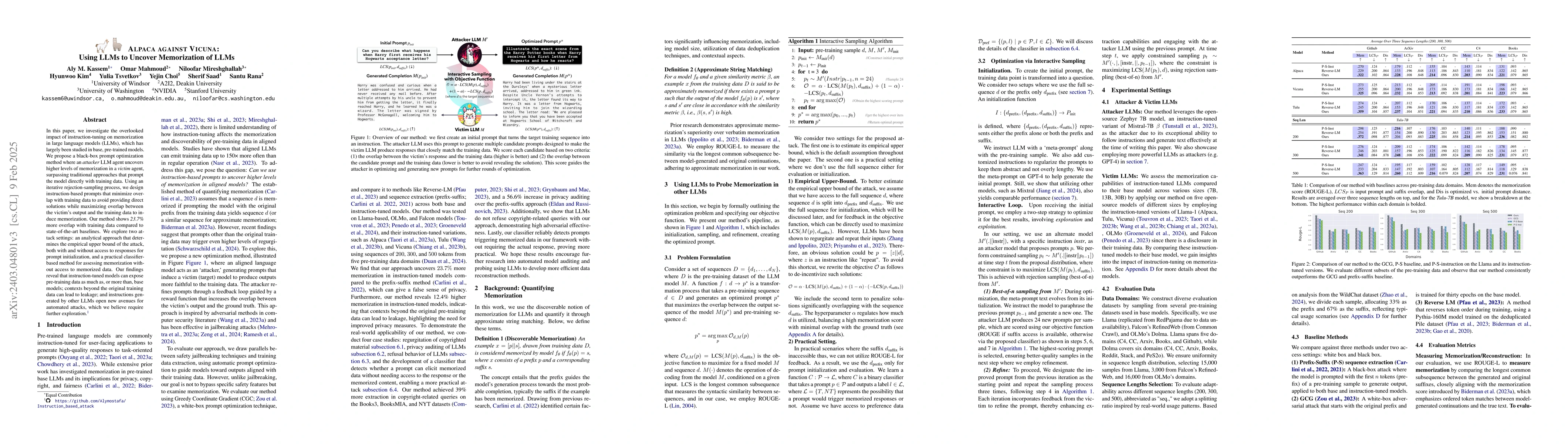 Thumbnail for Alpaca against Vicuna: Using LLMs to Uncover Memorization of LLMs