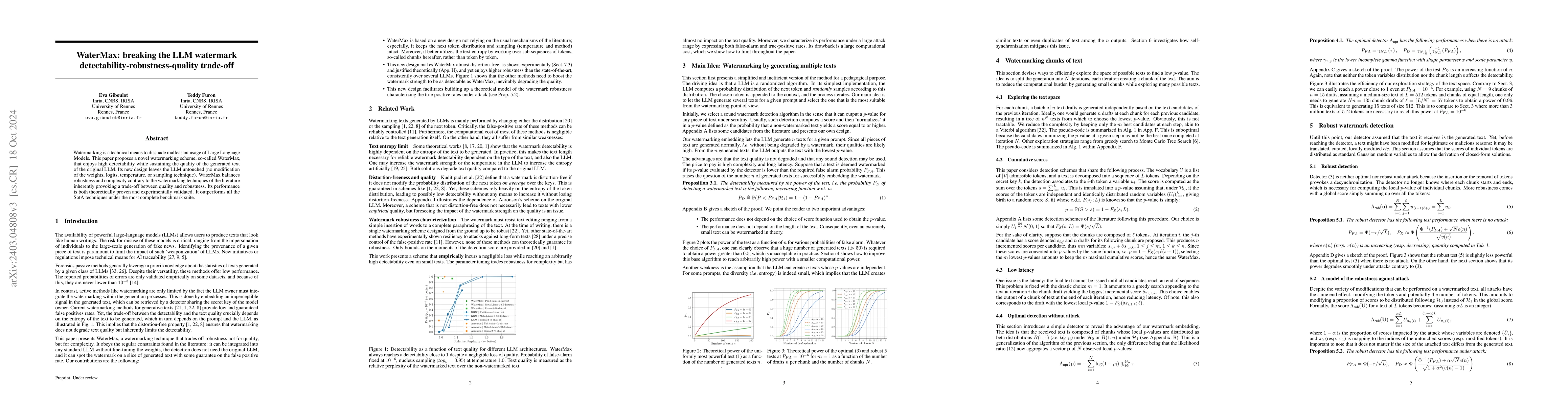 Thumbnail for WaterMax: breaking the LLM watermark detectability-robustness-quality
  trade-off