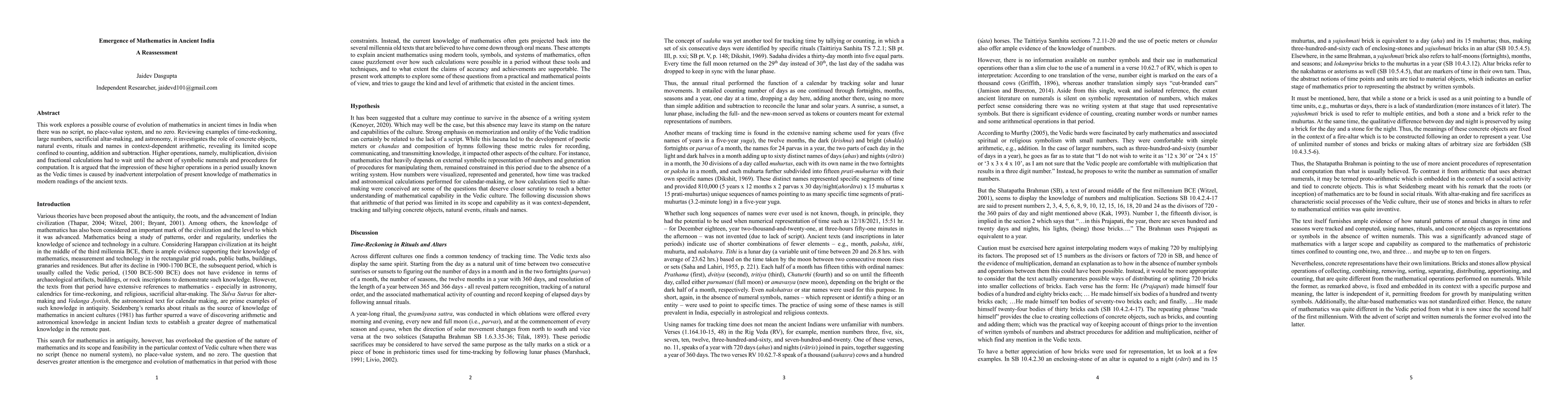Thumbnail for Emergence of Mathematics in Ancient India: A Reassessment