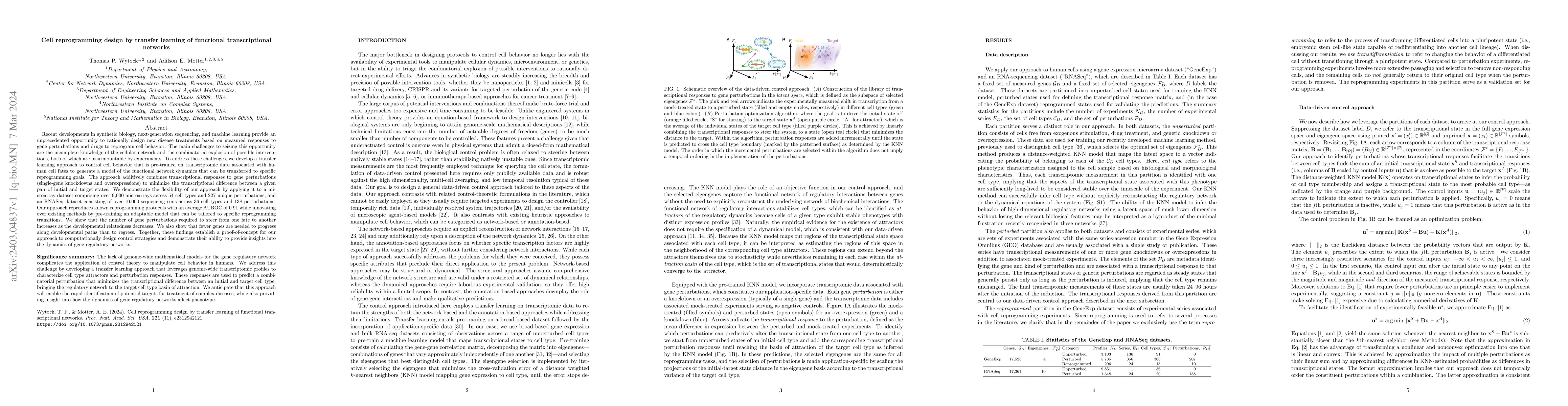 Thumbnail for Cell reprogramming design by transfer learning of functional
  transcriptional networks
