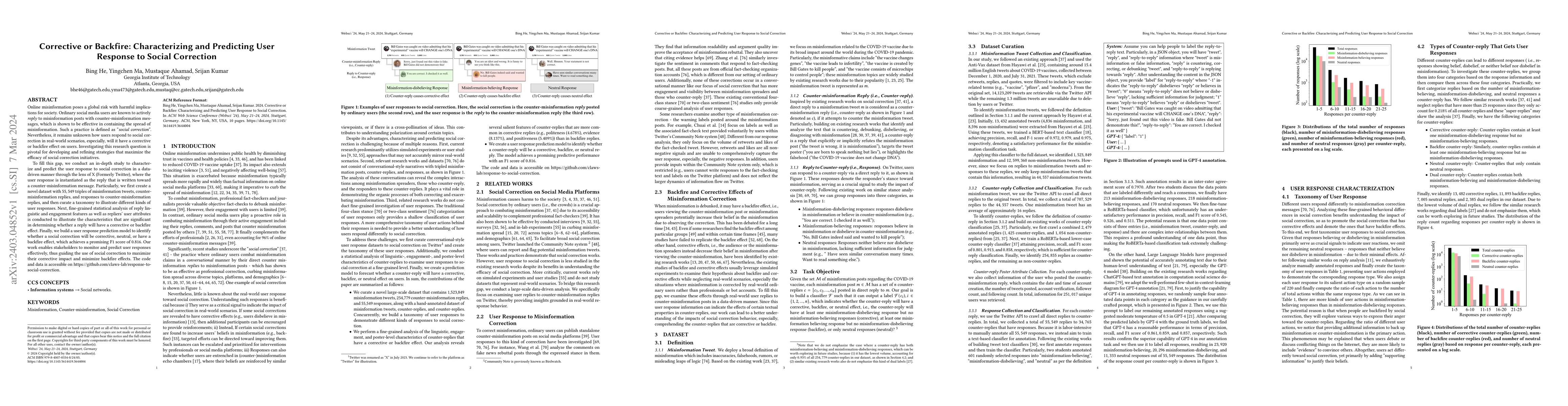 Thumbnail for Corrective or Backfire: Characterizing and Predicting User Response to
  Social Correction