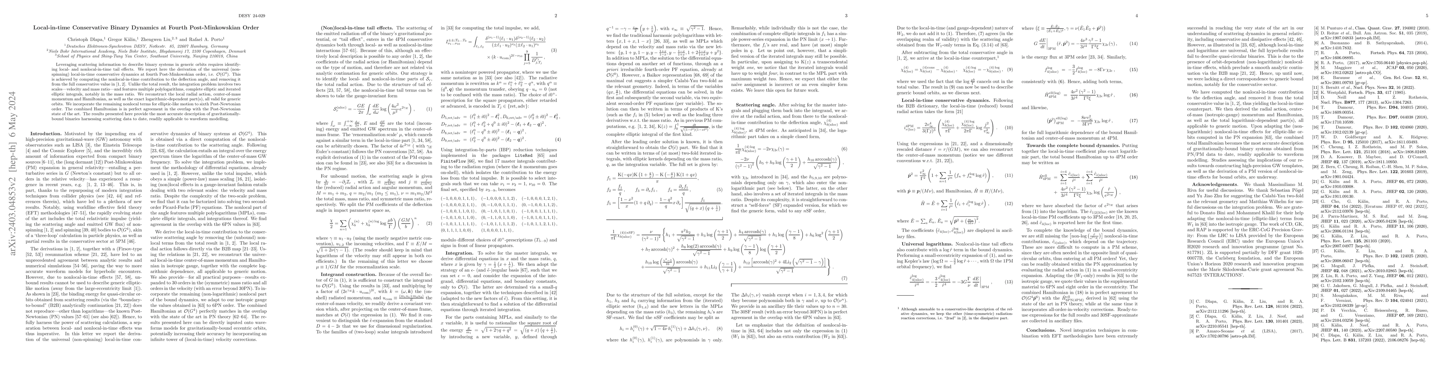 Thumbnail for Local-in-time Conservative Binary Dynamics at Fourth Post-Minkowskian
  Order