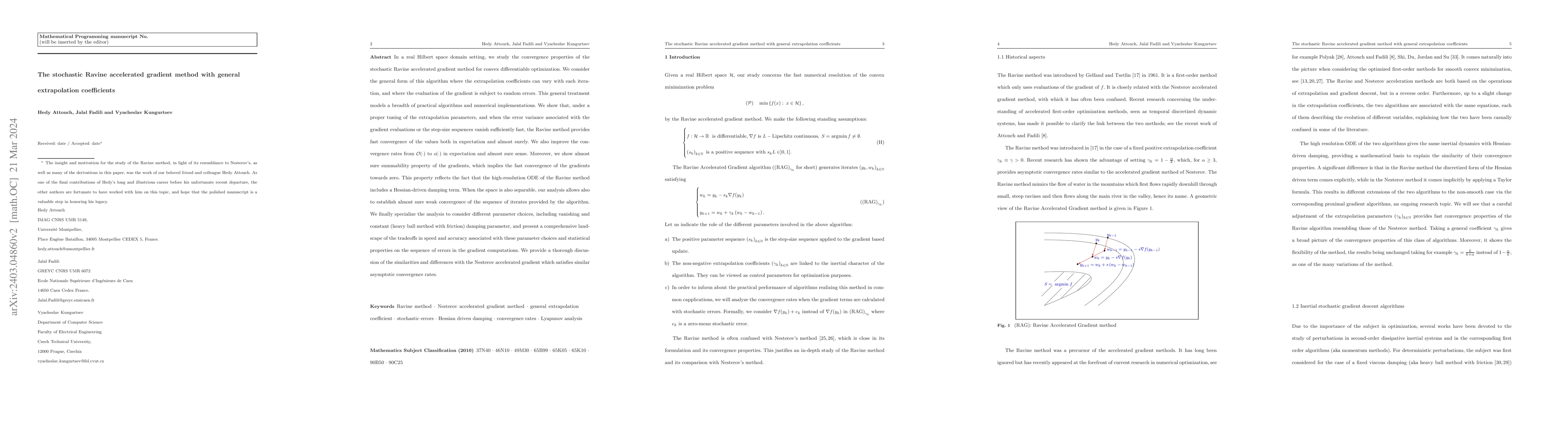 Thumbnail for The stochastic Ravine accelerated gradient method with general
  extrapolation coefficients