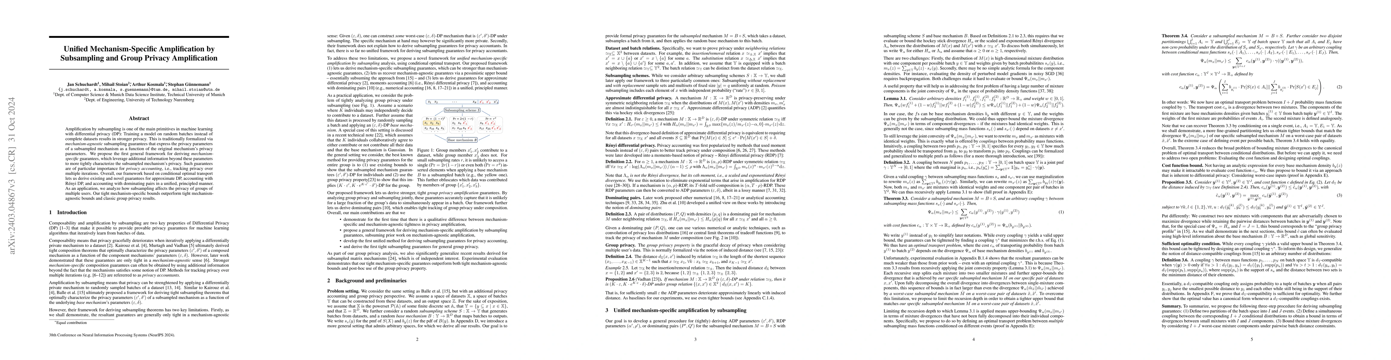Thumbnail for Unified Mechanism-Specific Amplification by Subsampling and Group
  Privacy Amplification