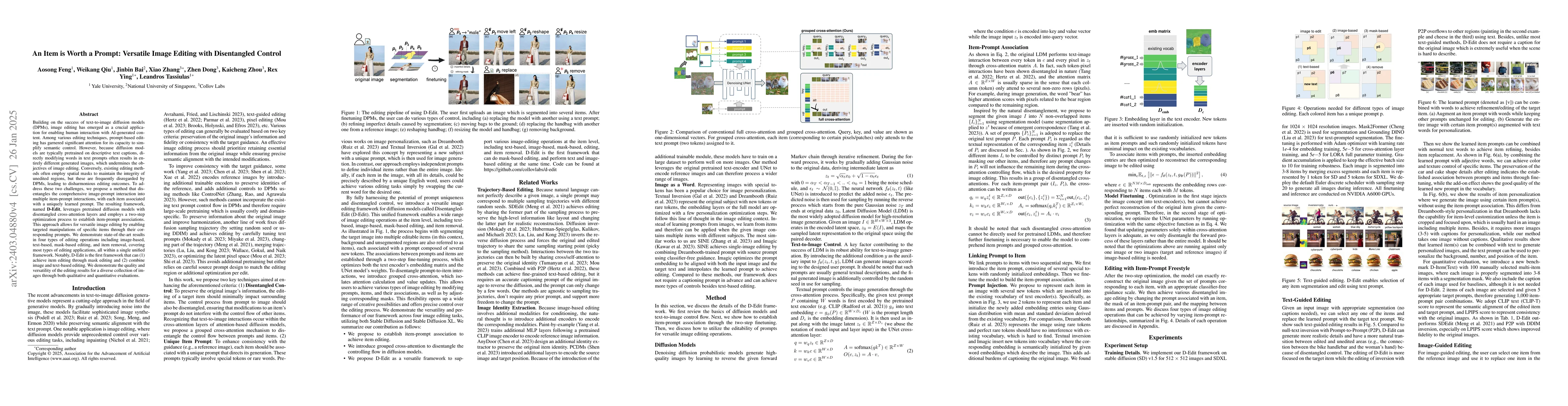 Thumbnail for An Item is Worth a Prompt: Versatile Image Editing with Disentangled
  Control