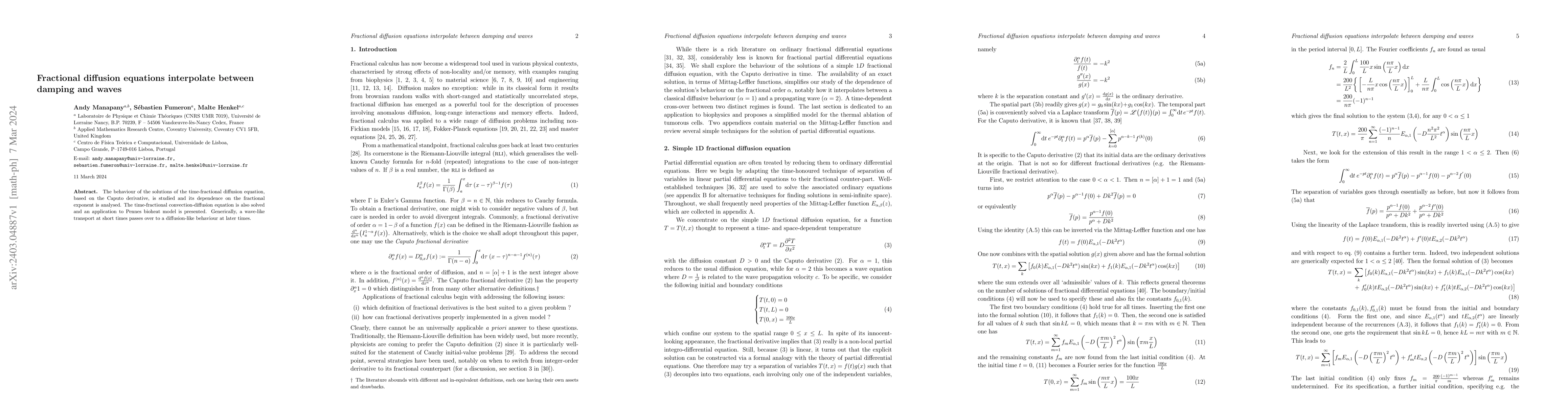 Thumbnail for Fractional diffusion equations interpolate between damping and waves