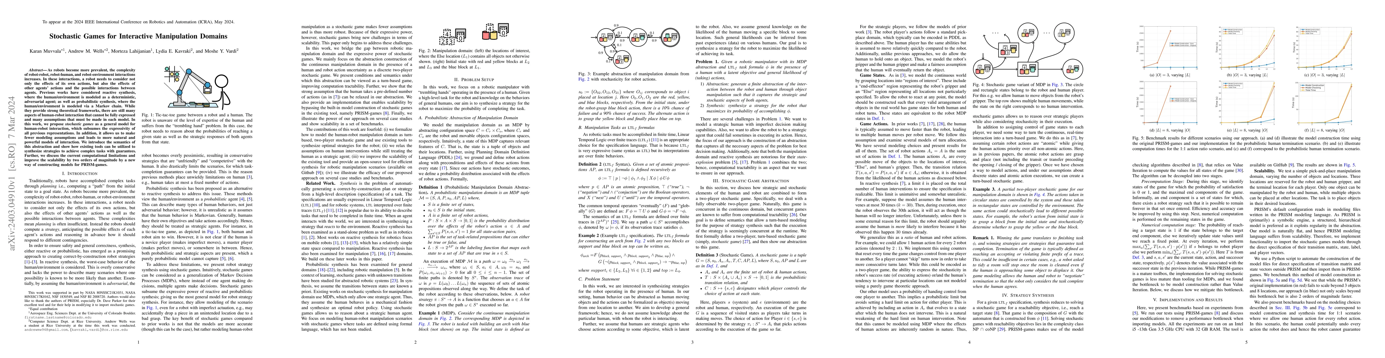 Thumbnail for Stochastic Games for Interactive Manipulation Domains
