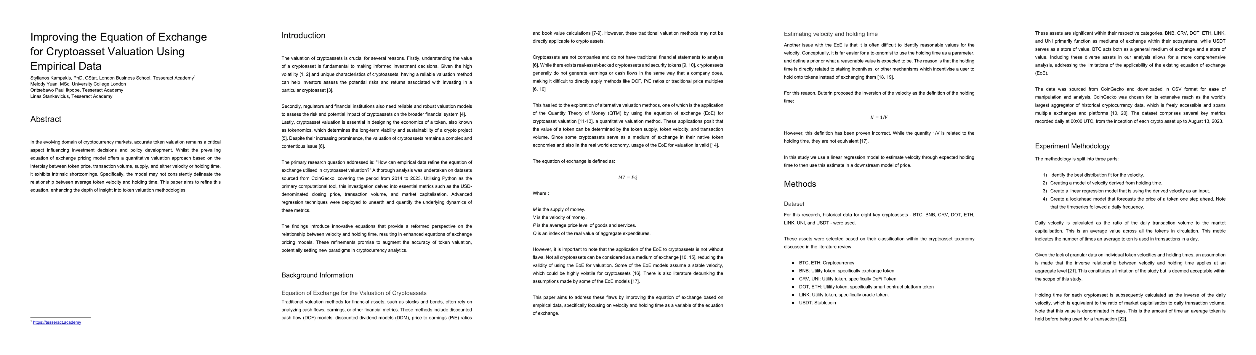 Thumbnail for Improving the Equation of Exchange for Cryptoasset Valuation Using
  Empirical Data