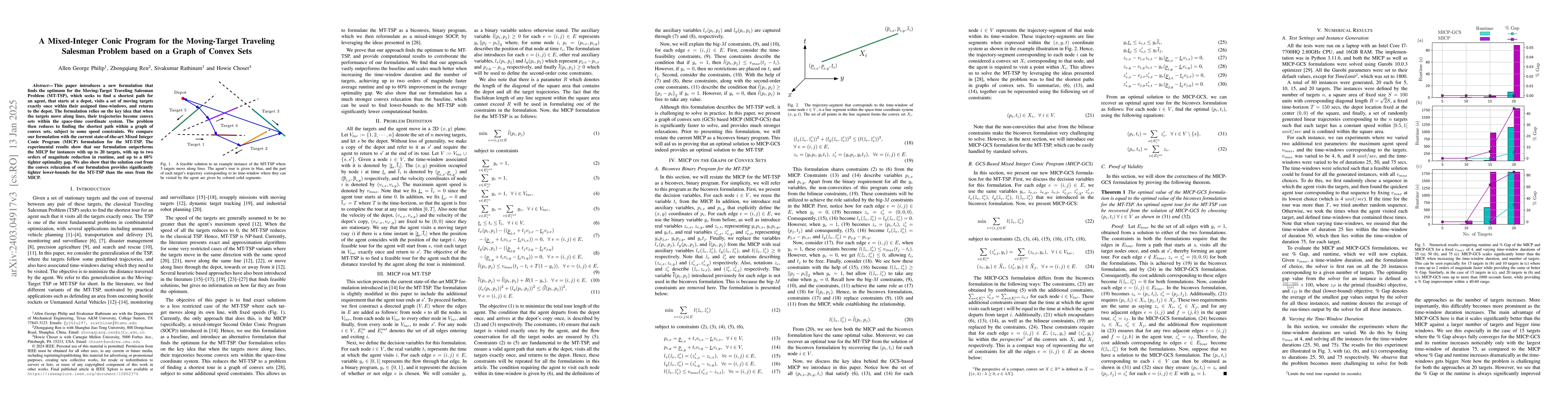 Thumbnail for A Mixed-Integer Conic Program for the Moving-Target Traveling Salesman
  Problem based on a Graph of Convex Sets