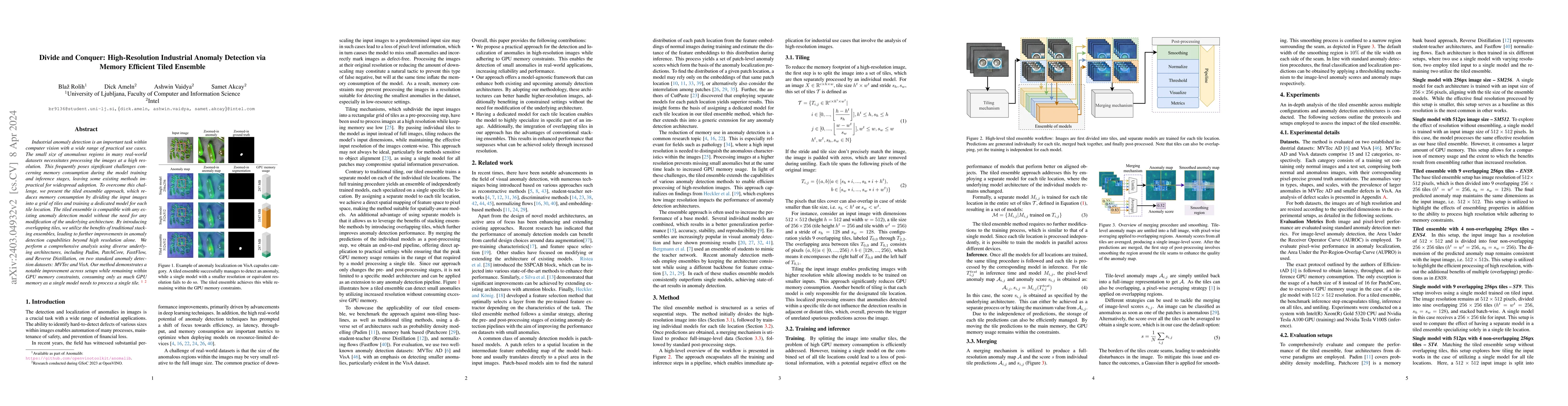 Thumbnail for Divide and Conquer: High-Resolution Industrial Anomaly Detection via
  Memory Efficient Tiled Ensemble