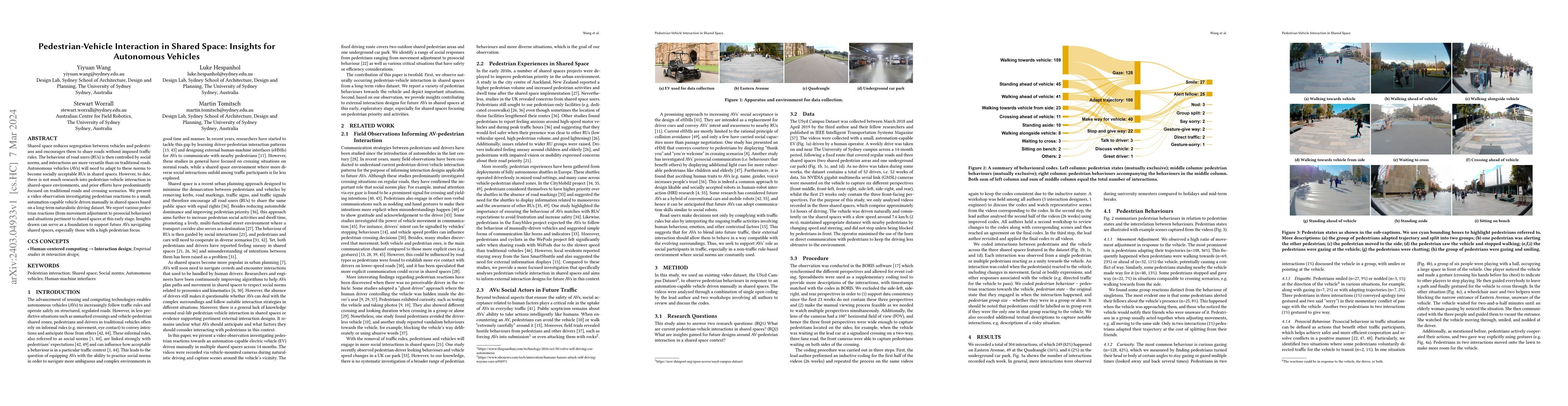 Thumbnail for Pedestrian-Vehicle Interaction in Shared Space: Insights for Autonomous
  Vehicles
