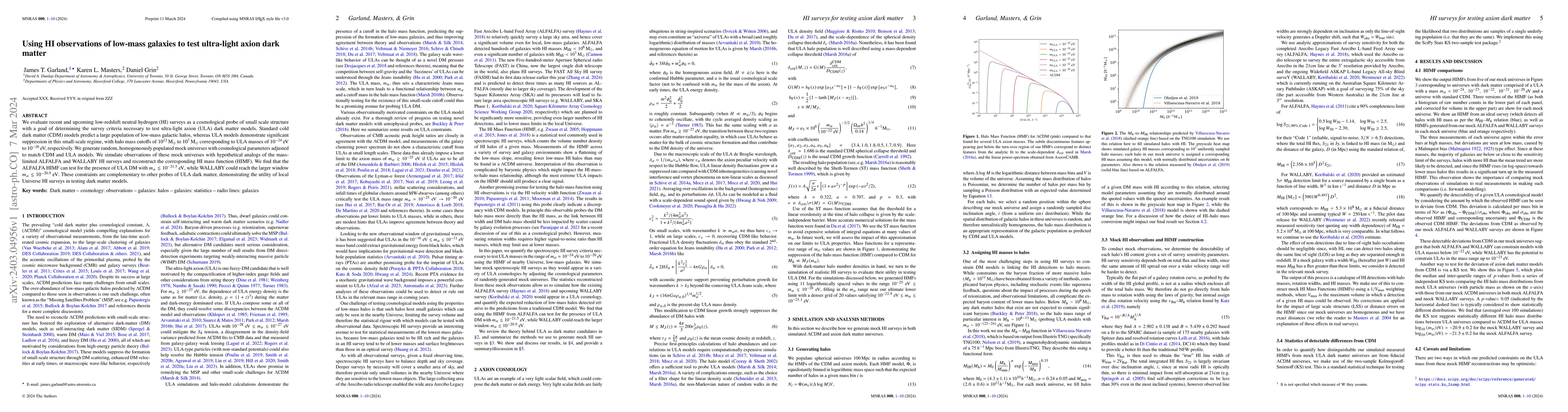 Thumbnail for Using HI observations of low-mass galaxies to test ultra-light axion
  dark matter
