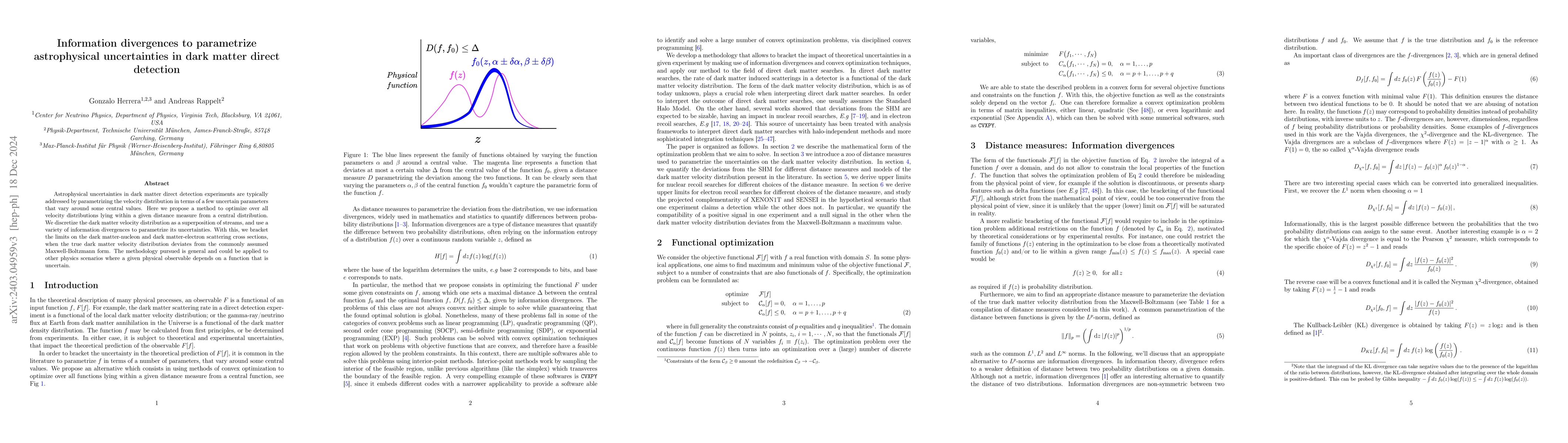 Thumbnail for Information divergences to parametrize astrophysical uncertainties in
  dark matter direct detection