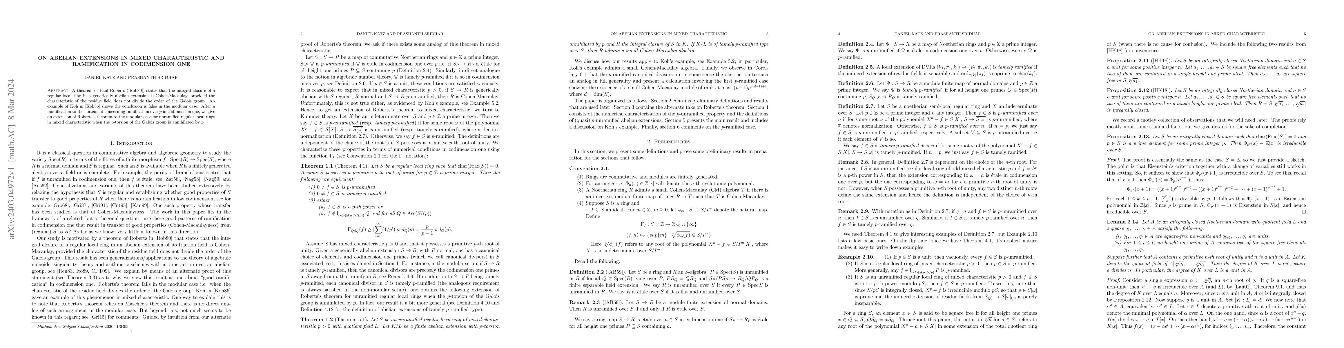 Thumbnail for On Abelian extensions in mixed characteristic and ramification in
  codimension one