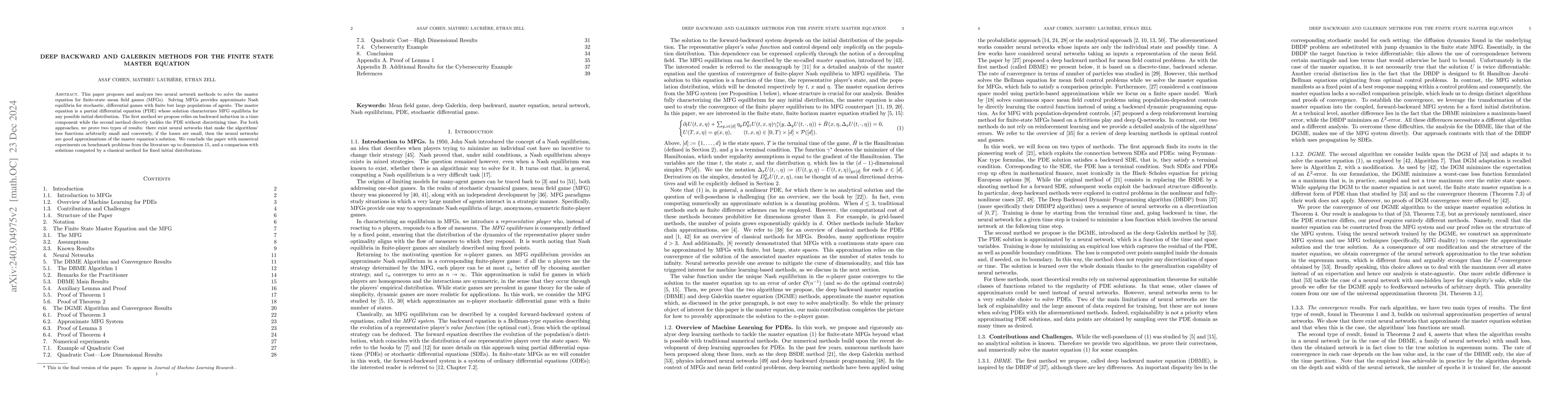 Thumbnail for Deep Backward and Galerkin Methods for the Finite State Master Equation