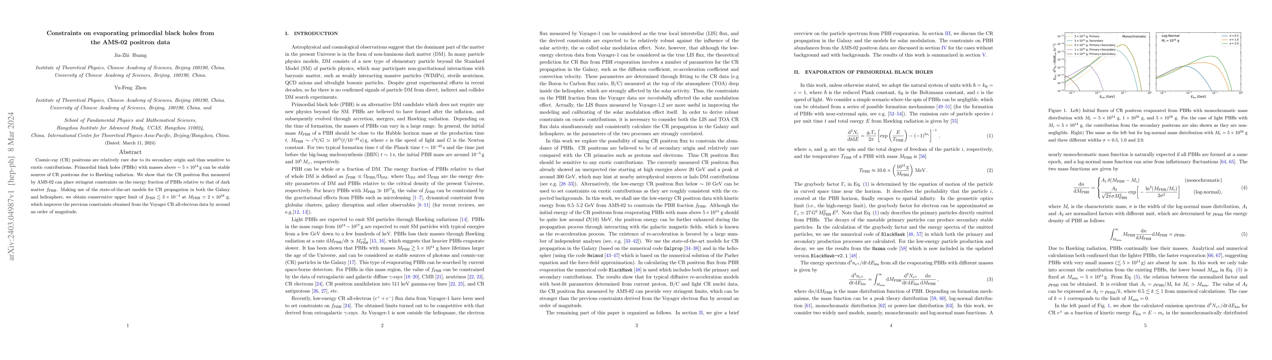 Thumbnail for Constraints on evaporating primordial black holes from the AMS-02
  positron data