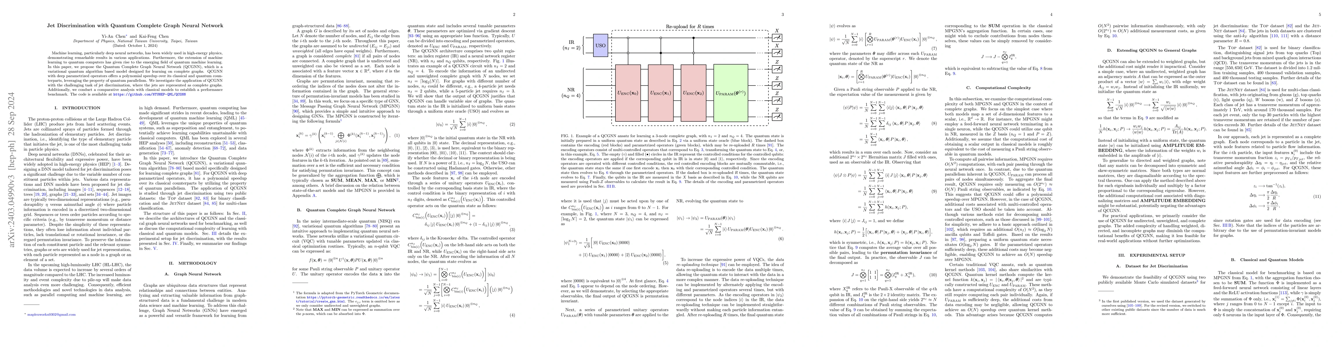 Thumbnail for Jet Discrimination with Quantum Complete Graph Neural Network
