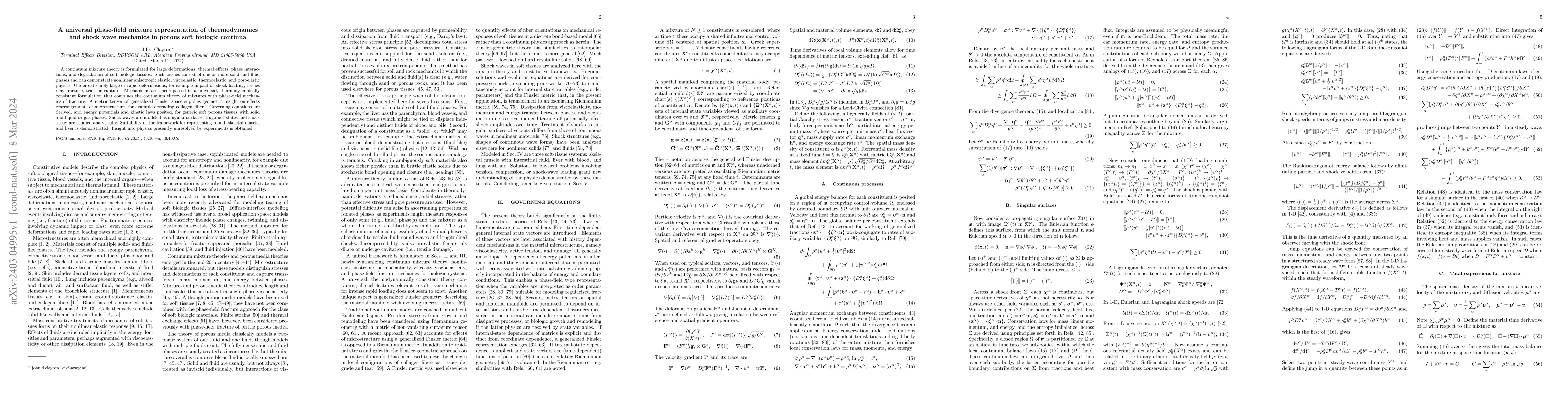 Thumbnail for A universal phase-field mixture representation of thermodynamics and
  shock wave mechanics in porous soft biologic continua