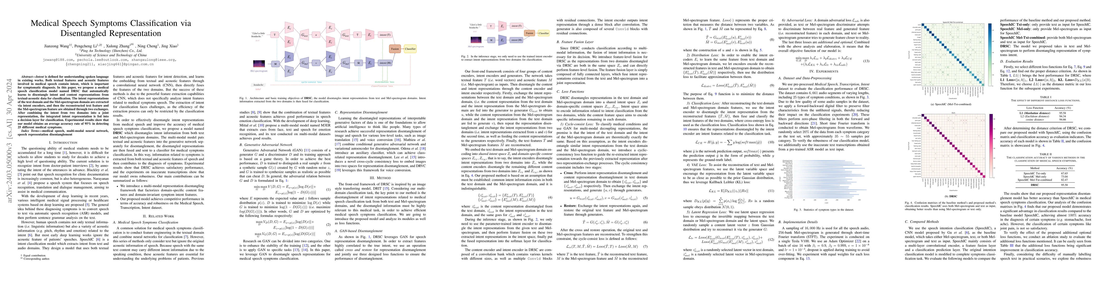 Thumbnail for Medical Speech Symptoms Classification via Disentangled Representation