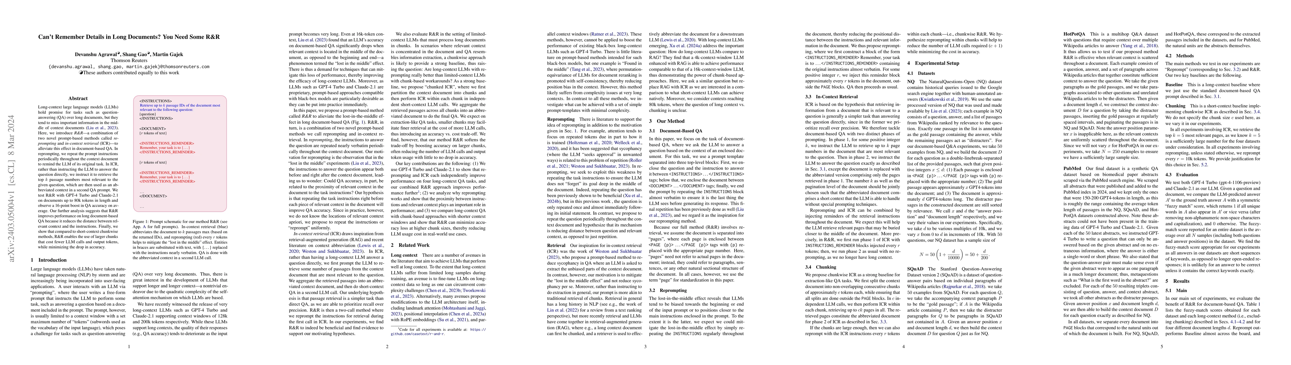 Thumbnail for Can't Remember Details in Long Documents? You Need Some R&R