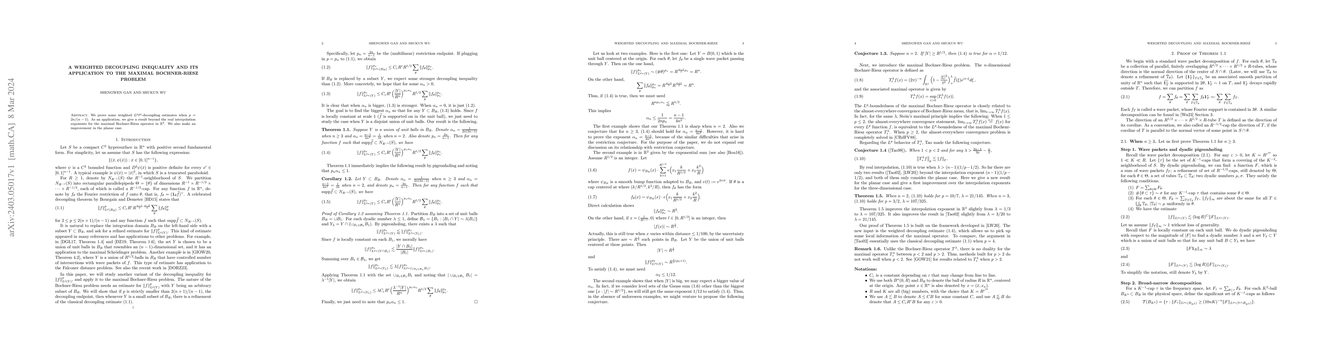 Thumbnail for A weighted decoupling inequality and its application to the maximal
  Bochner-Riesz problem
