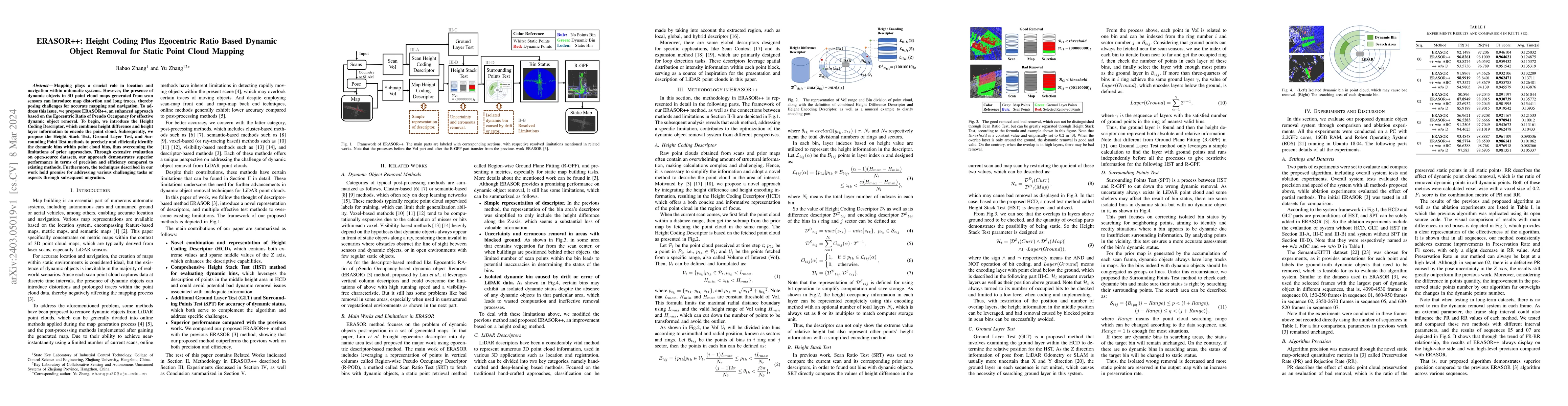 Thumbnail for ERASOR++: Height Coding Plus Egocentric Ratio Based Dynamic Object
  Removal for Static Point Cloud Mapping