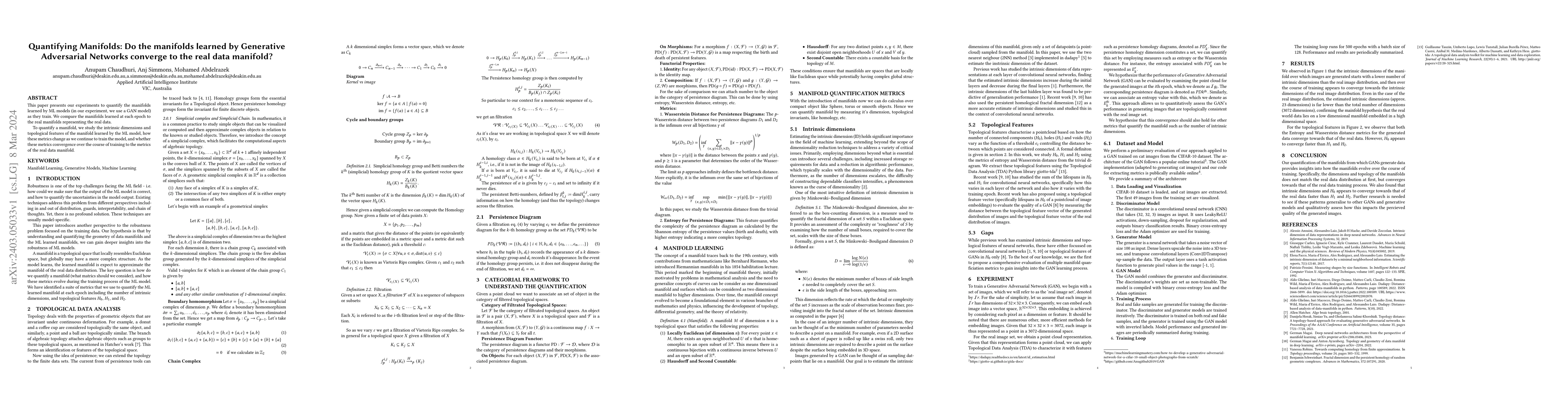 Thumbnail for Quantifying Manifolds: Do the manifolds learned by Generative
  Adversarial Networks converge to the real data manifold