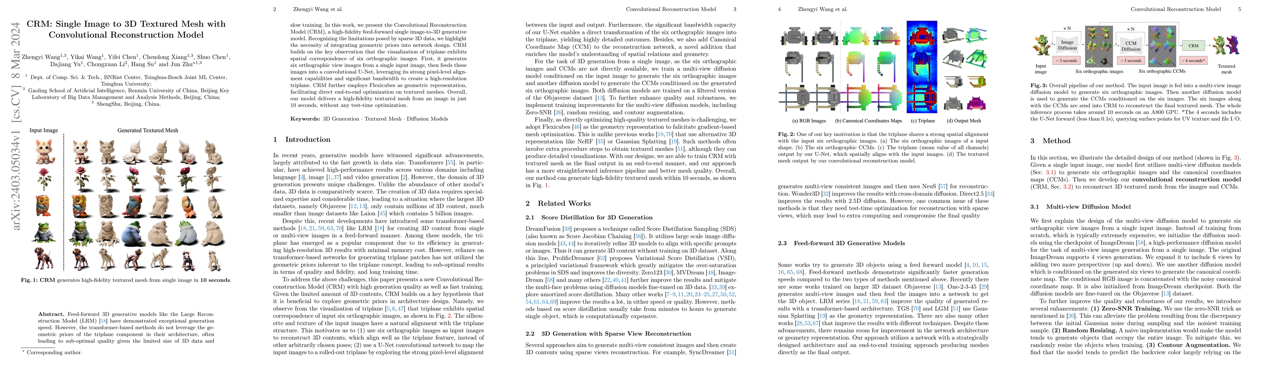 Thumbnail for CRM: Single Image to 3D Textured Mesh with Convolutional Reconstruction
  Model