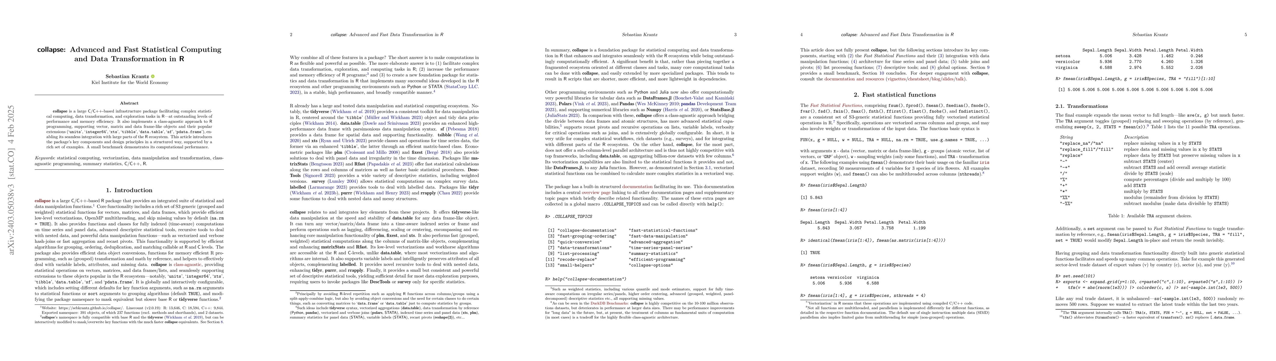 Thumbnail for collapse: Advanced and Fast Statistical Computing and Data
  Transformation in R