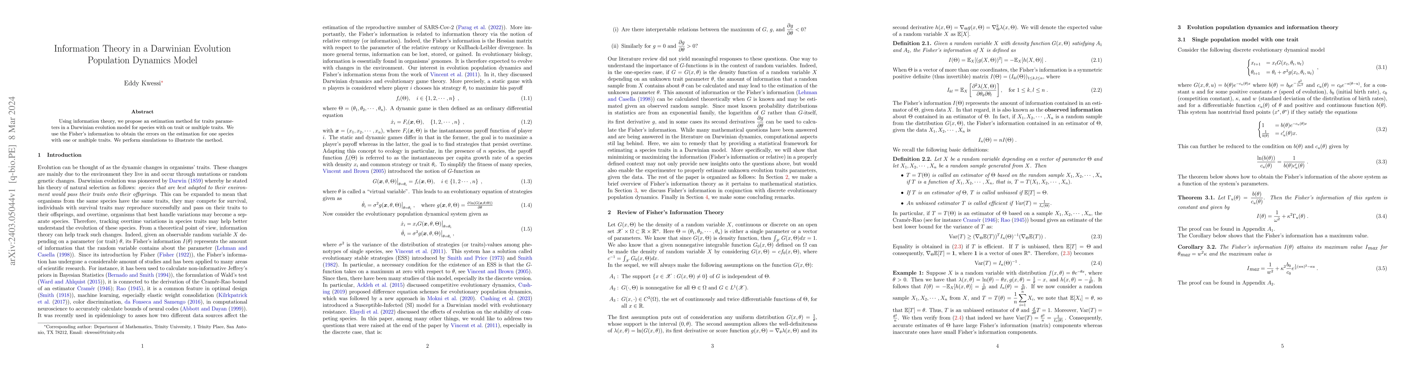 Thumbnail for Information Theory in a Darwinian Evolution Population Dynamics Model