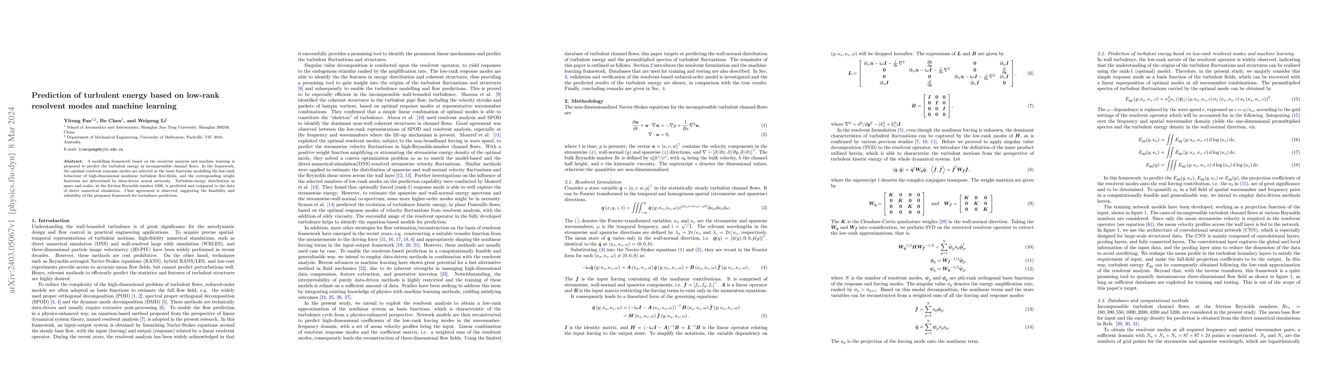 Thumbnail for Prediction of turbulent energy based on low-rank resolvent modes and
  machine learning