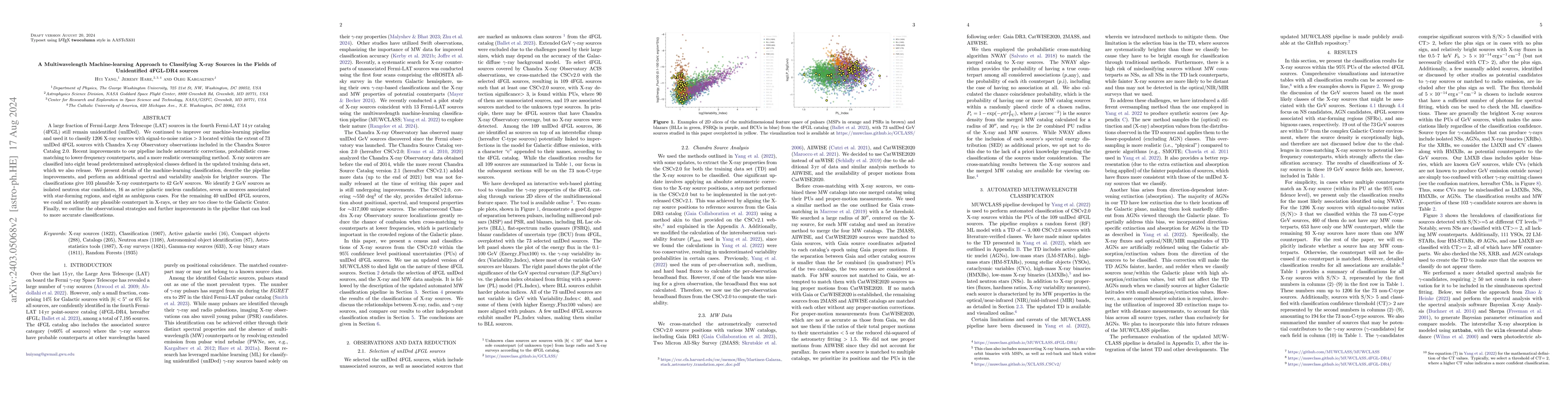 Thumbnail for A Multiwavelength Machine-learning Approach to Classifying X-ray Sources
  in the Fields of Unidentified 4FGL-DR4 sources