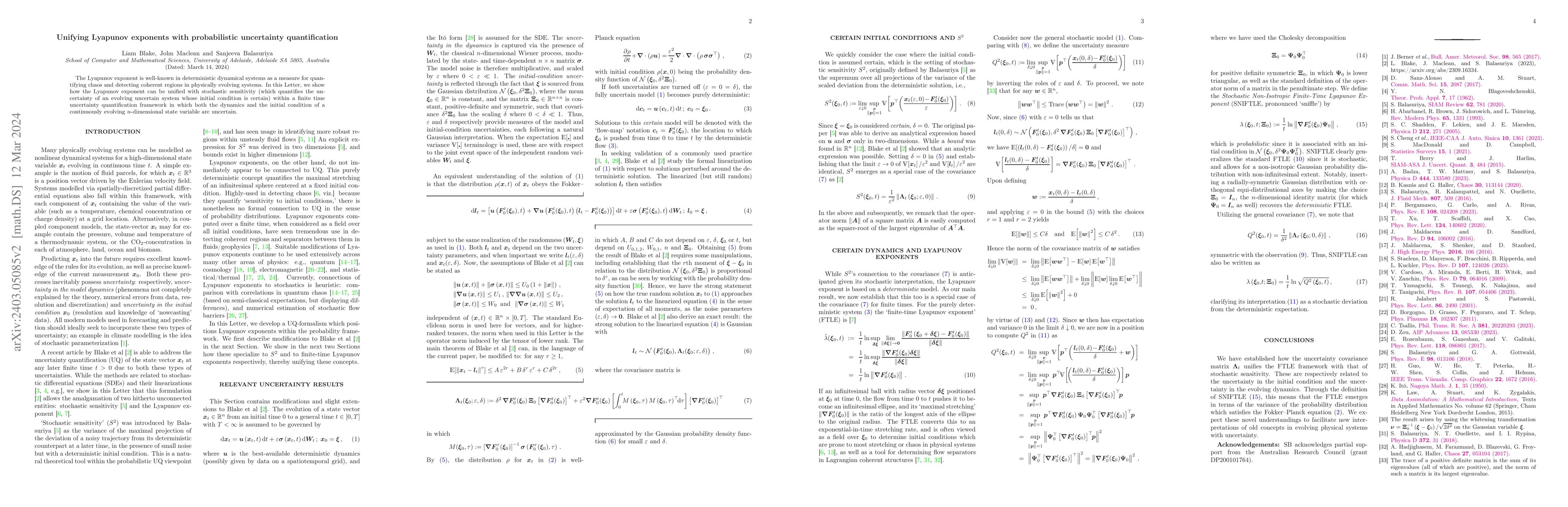 Thumbnail for Unifying Lyapunov exponents with probabilistic uncertainty
  quantification