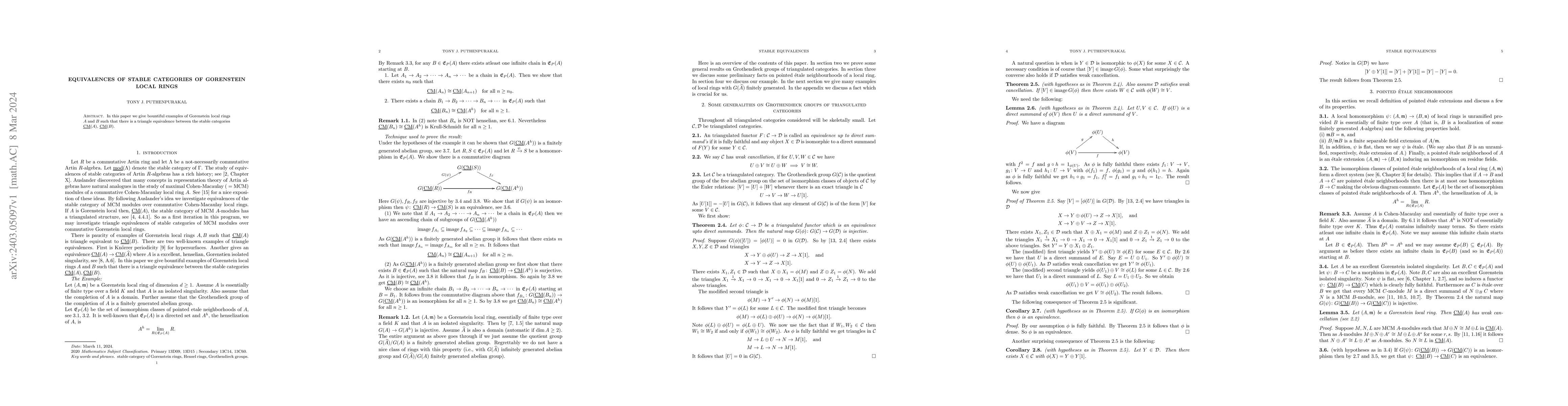 Thumbnail for Equivalences of stable categories of Gorenstein local rings