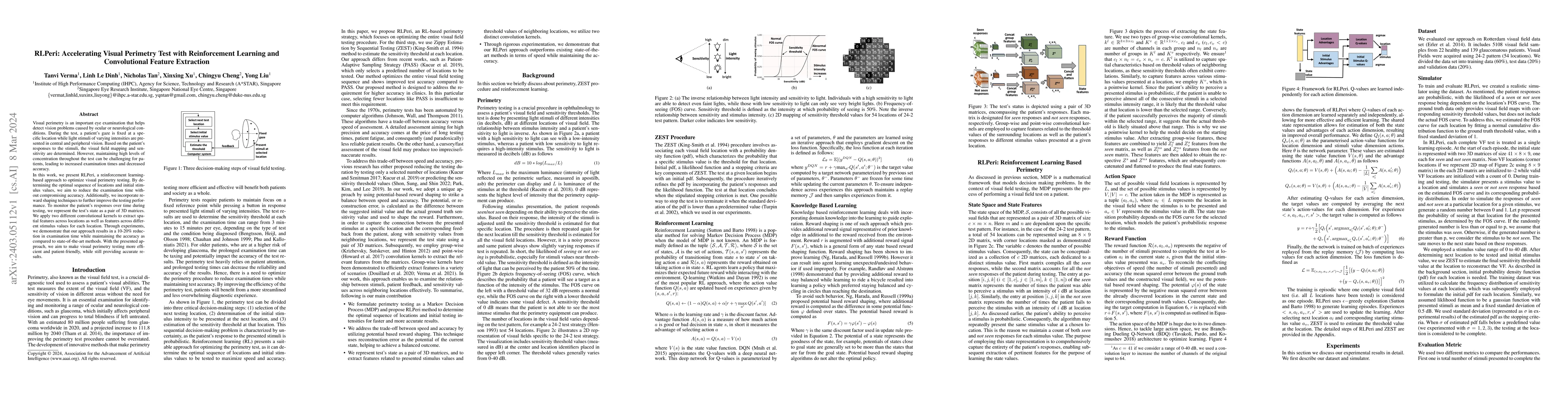 Thumbnail for RLPeri: Accelerating Visual Perimetry Test with Reinforcement Learning
  and Convolutional Feature Extraction