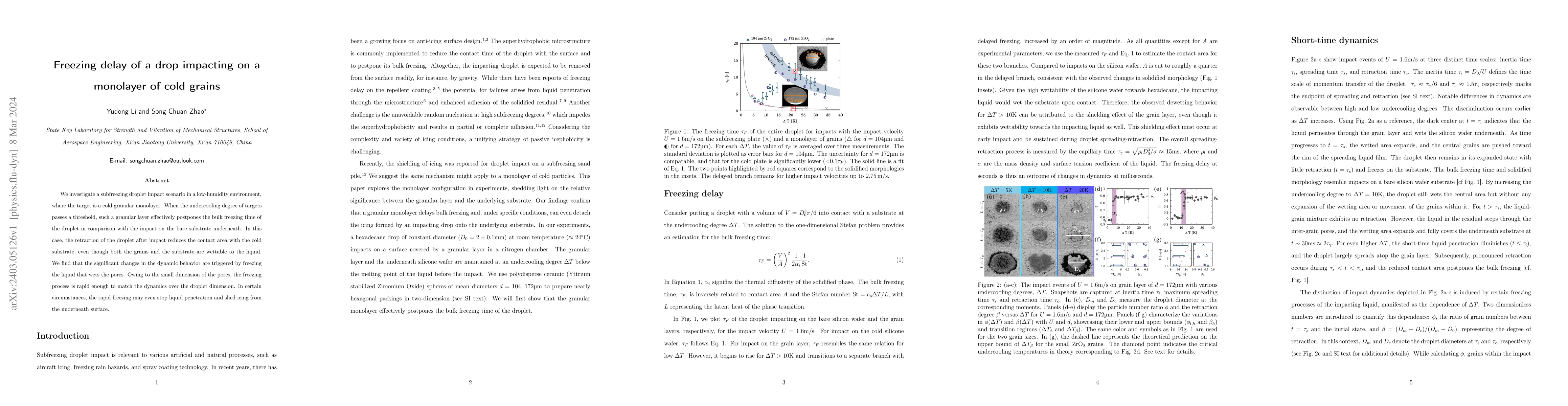 Thumbnail for Freezing delay of a drop impacting on a monolayer of cold grains