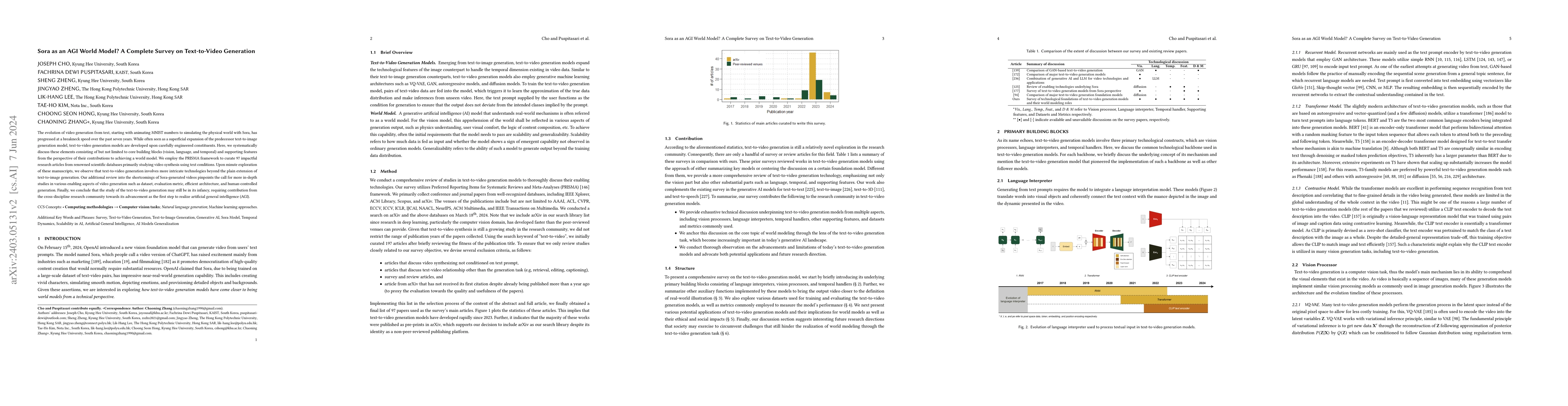 Thumbnail for Sora as an AGI World Model? A Complete Survey on Text-to-Video
  Generation