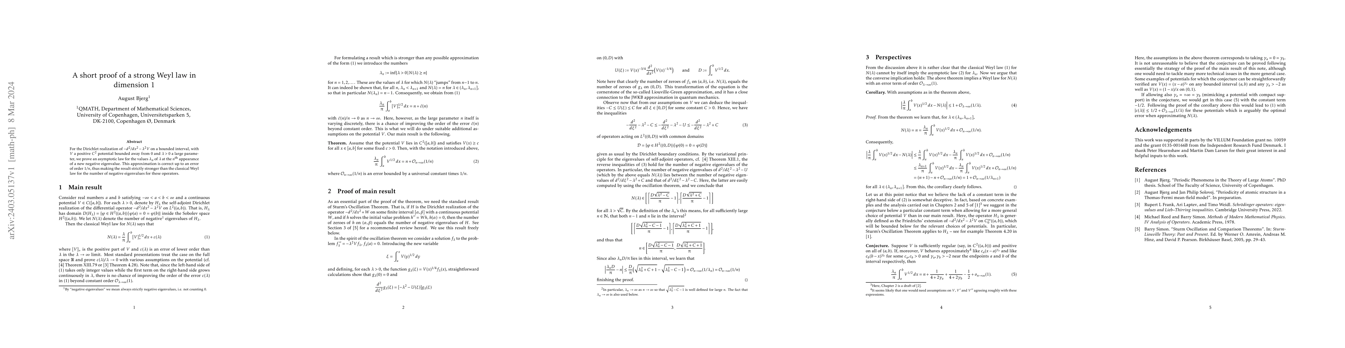 Thumbnail for A short proof of a strong Weyl law in dimension 1