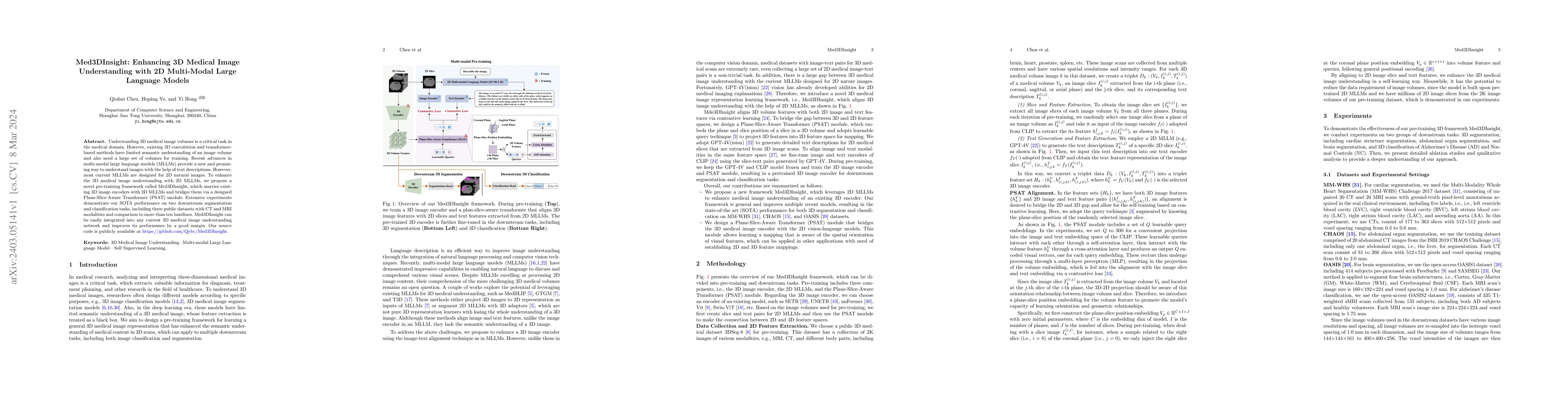 Thumbnail for Med3DInsight: Enhancing 3D Medical Image Understanding with 2D
  Multi-Modal Large Language Models