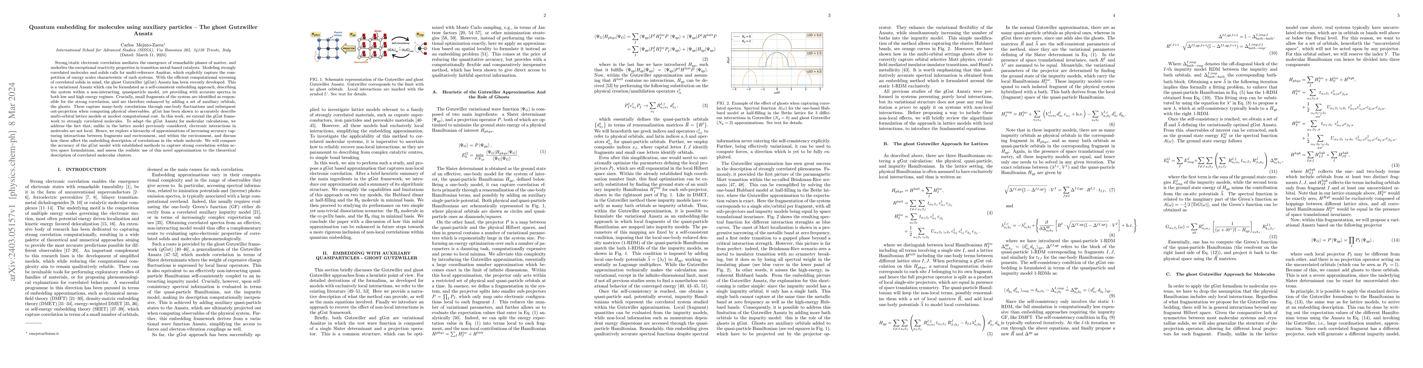 Thumbnail for Quantum embedding for molecules using auxiliary particles -- The ghost
  Gutzwiller Ansatz