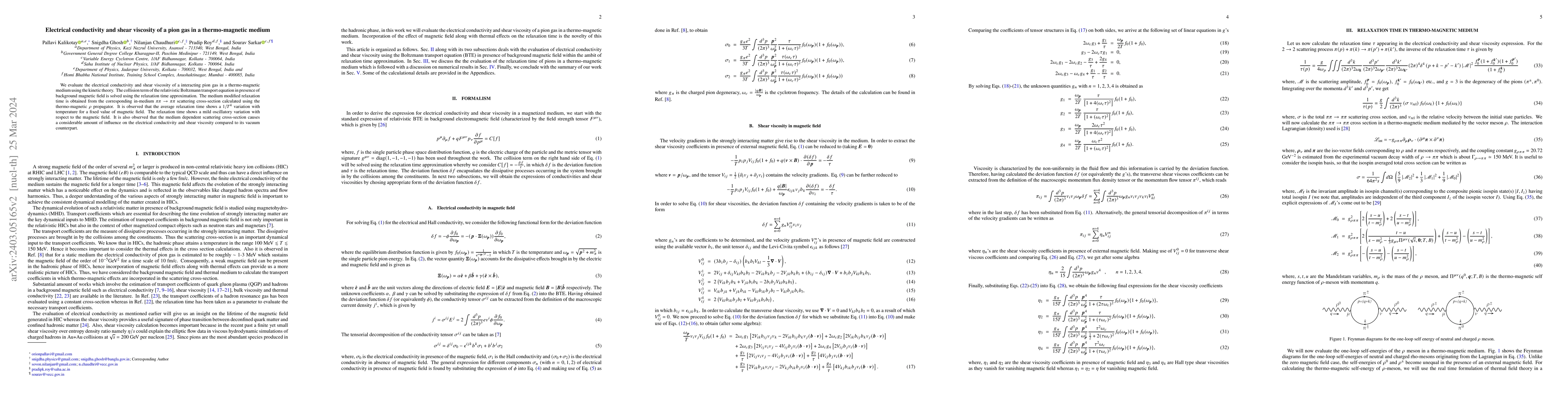Thumbnail for Electrical conductivity and shear viscosity of a pion gas in a
  thermo-magnetic medium